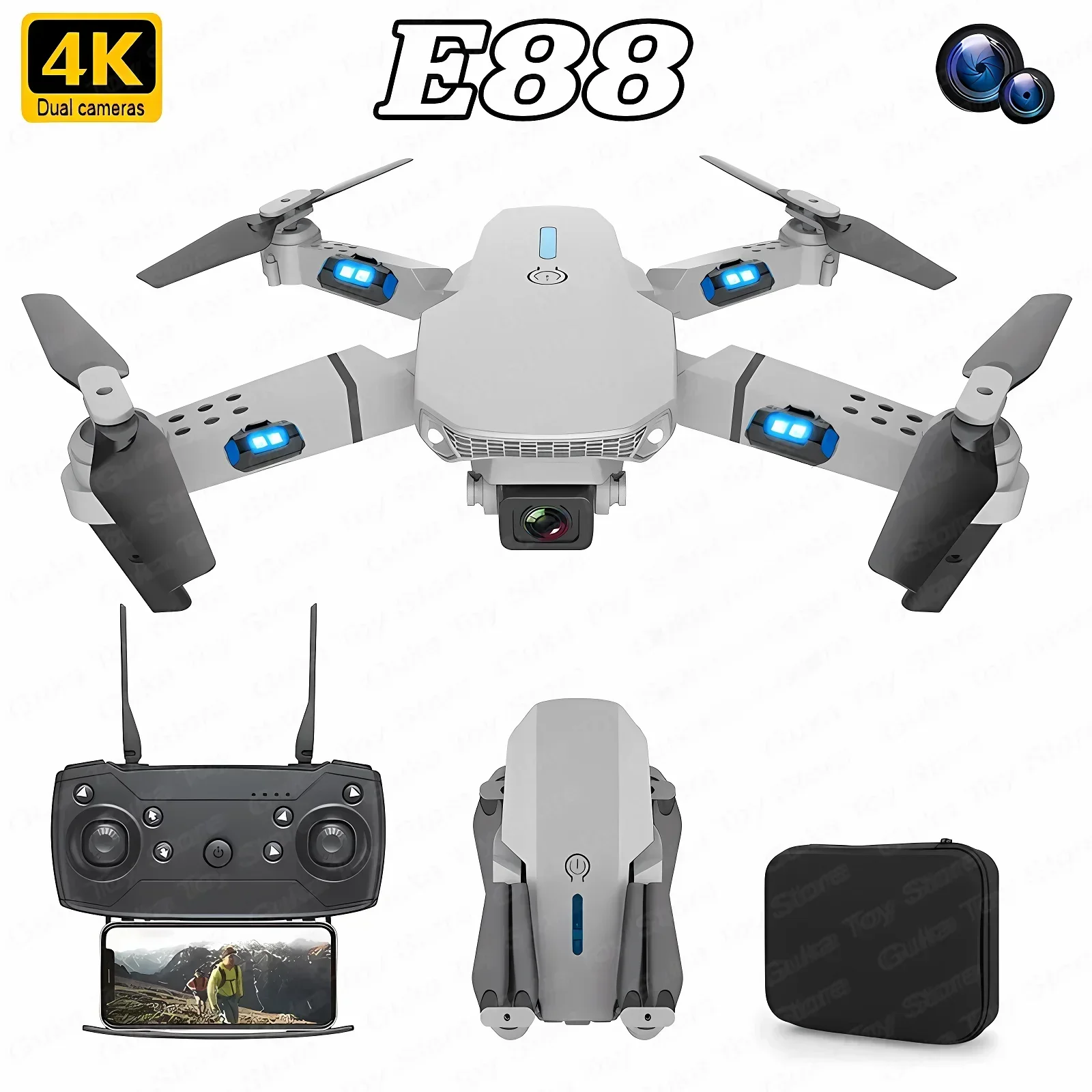 Drone Kf Rc - E88 프로 와이파이 FPV 드론, 광각