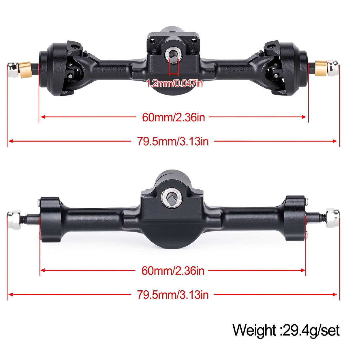 알루미늄 합금 완전 앞뒤 차축 +5mm 폭 증가 1/3 - Rc Crawler Axle Parts 리뷰 및 가격